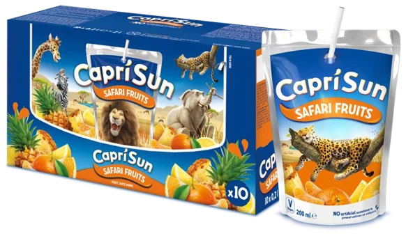 Capri Sun Safari Fruits carton and pouch